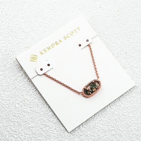 Kendra Scott Green Veined Stone Necklace - Picture 1 of 1